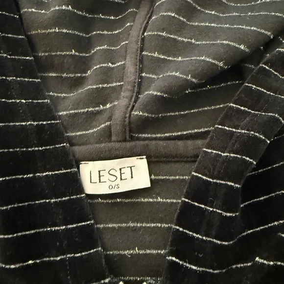 LESET Black and White Striped Cropped Hoodie - Picture 2 of 4